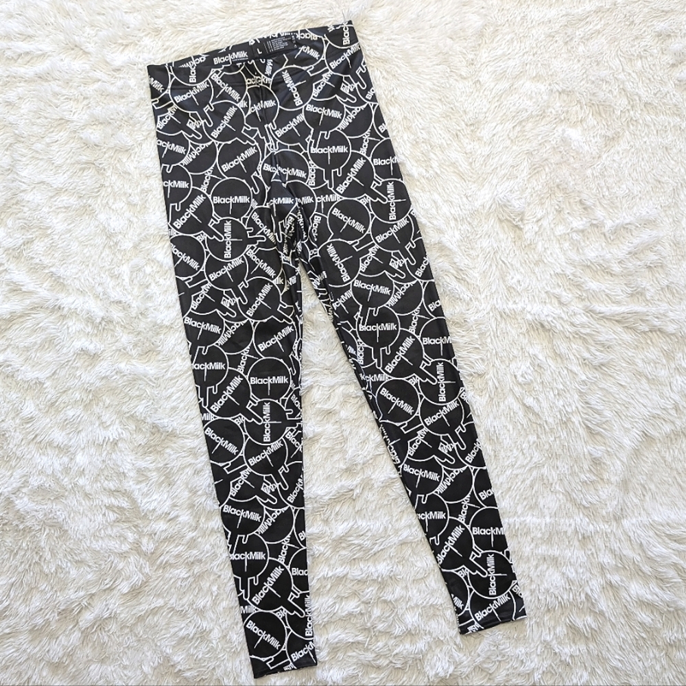 Blackmilk Sticker Print HWMF Black & White Logo High Waist Leggings Size Large - Picture 4 of 14